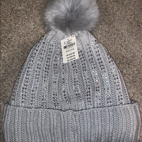 VS PINK Grey Bling Sherpa Beanie/Hat - Picture 4 of 5